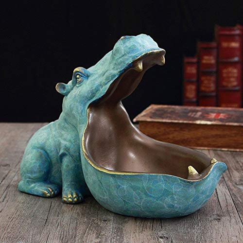 BIOSA Nilpferd Statue Tischdekoration, Einfach und Stilvoll Harz Hippo Statue, Mehrzweck Nilpferd Statue Aufbewahrungsbox for Kleinteile, Behälter, Schlüsselbonbons,Home Office Dekoration