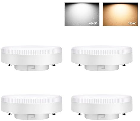 EXTRASTAR GX53 9W LED Leuchtmittel 3000K, Ersetzt 61W Halogenlampe, LED GX53 Einbaustrahler für Schranklicht, 120°, 820LM, AC 220V, Nicht Dimmbar, Warmweiß,4 Stück