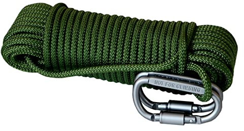 HAMIMI Climbing Rope Outdoor Ropes dock rope Multifunctional High Strength Cord with 2 Carabiner for Hiking/Climbing/Rock Climbing/Outdoor Activities,6mm-60m