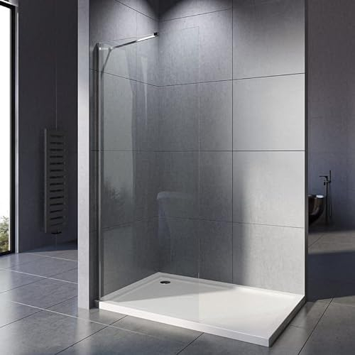 WOWINNE Duschwand Glas 90 x 185 cm Walk in Dusche Walk in Duschglas Duschtrennwand Glas Badewanne Duschwand 5 mm ESG Sicherheitsglas