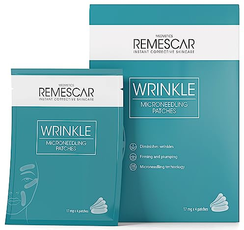 Remescar Falten Microneedling Patches 17mg x 4 Patches – Straffendes Anti-Aging-Pflegesystem mit Mikronadeln – Reduziert Falten & polstert die Haut auf – Ergebnisse in 2 Wochen – Einmalgebrauch