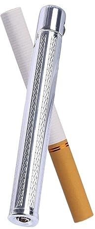 OLELY Mini-Zigarettenanzünder, tragbar, kann in EIN Zigarettenetui gesteckt Werden, Butan nachfüllbarer Feueranzünder mit Ersatz-Feuersteinen, Geschenke for Männer, Frauen, Damen (Color : Silver)