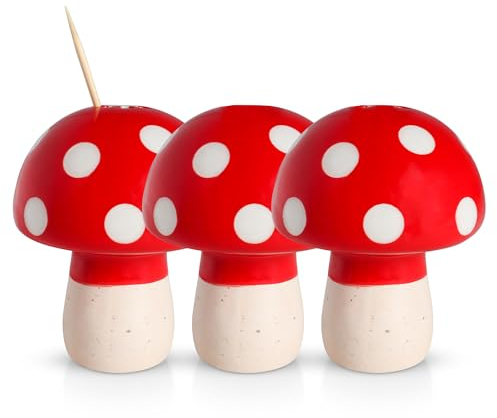 Pilz Salz- und Pfefferstreuer Set - Pilz Zahnstocher Spender - Niedliche Salz- und Pfefferstreuer für Pilz Küche Dekor - Pilz Küchenzubehör - Pilz Geschenke für Frauen