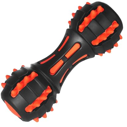 AUSCAT Hundespielzeug, Kauspielzeug Hund Naturkautschuk, Hundespielzeug Quietschend für Mittlere & Große Hunde, Hantel-Form, Schwarz