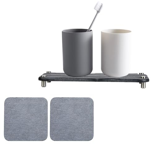 Bandeja Baño, Bandejas Decorativas, Bandeja Cocina, Bandejas de Diatomita Absorbentes de Agua con Posavasos, para Jabón de Manos y Tazas, Botellas de Bebidas