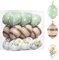 Valery Madelyn 18er Ostereier zum Aufhängen für Osterdeko,5cm Nature Ostereier Plastik für Ostern Deko,Braun Grün Ornament für Osterkörbchen Frühlingsdeko,Ostern Geschenke Kinder