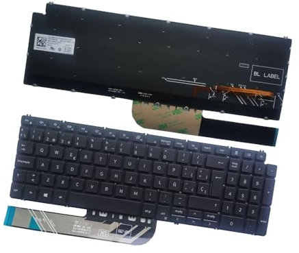 Teclado de Computadora Portátil Compatible para DELL Latitude 3510 e3510c,Vostro 15-5501 5502 P102F 5590 P88F 7500 7590 Español Negro Retroiluminación