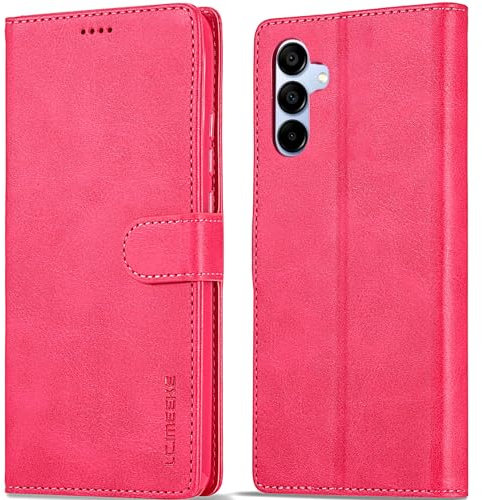 WAURZ Coque pour Samsung Galaxy A15 4G / A15 5G Etui Coque Clapet Rabat Portefeuille Cuir avec Porte Carte Magnétique Case Housse Protection Flip Cover Étui Coque pour Samsung Galaxy A15 5G/4G,Rose