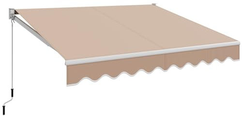 RELAX4LIFE Tenda da Sole 245 x 200 cm per Esterno Avvolgibile, Tenda da Esterno a Bracci Estensibili con Manovella Manuale, Angolazione Regolabile per Balcone e Terrazzo, BEIGE