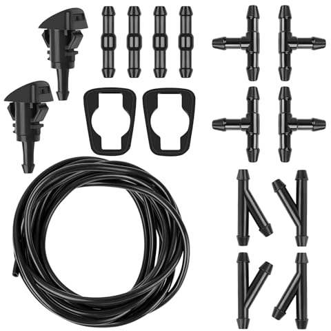Kit de Manguera de Limpiaparabrisas, Juego de Manguera Limpiaparabrisas, Manguera Limpiaparabrisas Coche, 5M Manguera Flexible de Silicona, para La Mayoría de Los Vehículos, 17 Piezas