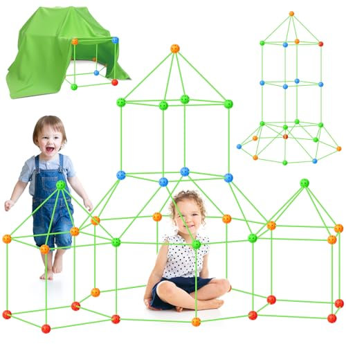 OSDUE DIY Zelt, 156 Stück Kids Fort Building Kits, Konstruktions Spielzeug, Play Tent, Kinder Outdoor Höhle Bauen Bauspielzeug für Mädchen Jungen, Groß