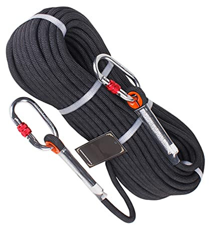 BOGDTF Climbing Rope Black Outdoor Climbing Rope 9Mm Static Outdoor Rock Climbing Rope,Escape Rope Ice Climbing Equipment Fire Rescue Parachute Rope/Black/40M