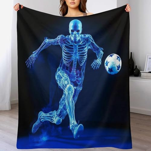 PAZZK Fußball Fleece Decke, Extra Weiche Flauschige Kuscheldecken, Leichte, Gemütliche Flannel Sofadecke/Couchdecke Für Erwachsene, Wohndecke（140×180cm）