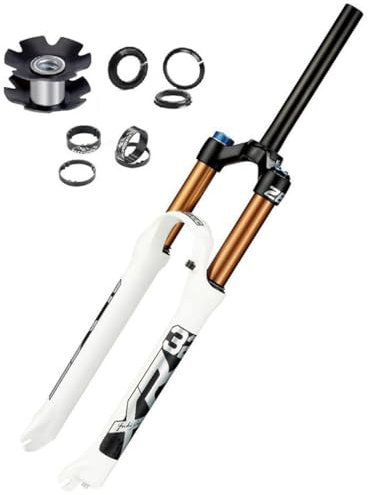 ZJHAHJY Fourche de suspension de vélo de montagne 26 27,5 29 pouces ultra légère VTT fourche avant 120 mm voyage 28,6 sans filetage direction droite dégagement rapide 9 x 100 mm