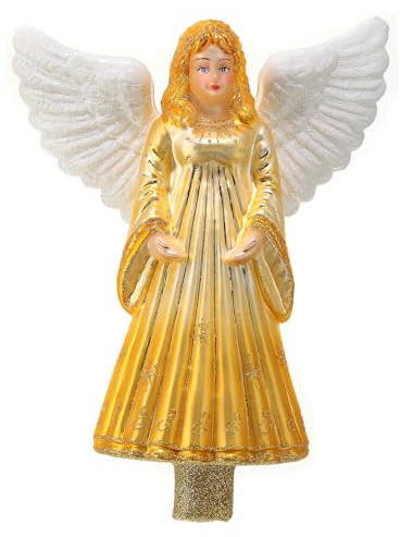 Baumspitze, Goldener Engel, Weihnachtsbaumschmuck aus mundgeblasenem Glas