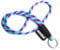 OLLIE TRICK LANYARD Porte-clé à cou lanière tubulaire tube long original avec anneau métal pour clés maison voiture et gadgets – Cordon épais 8 mm coloré robuste et autocollants (violet bleu)