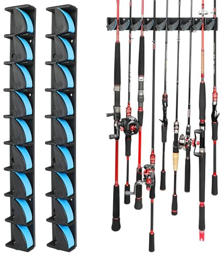 SAN LIKE Supporto verticale per canna da pesca, Porta Canne da Pesca da Muro Portacanne Parete per 18 Canne da Pesca, Porta Canne da Barca 1 paio