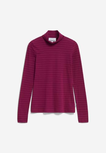 ARMEDANGELS Damen Longsleeve Slim Fit aus Bio-Baumwolle GRAZILIAA Stripes Slim Fit Cherry Juice-Cranberry Juice