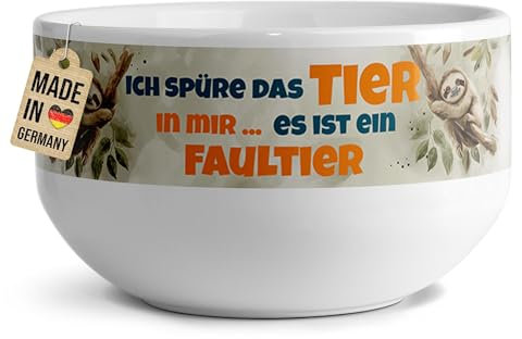 PR Print Royal Müslischale mit Faultier-Motiv - Das Tier in mir?ein Faultier - Lustiges Geschenk für Familie, Freunde, Kollegen, Weihnachten, Geburtstag | Keramik Schüssel, 500 ml