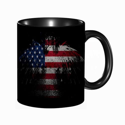 EKLMPS Original Mug en céramique,idéal comme cadeau,impression de haute qualité,mug à motifs,mug à thé,à café,330ml,Drapeau américain grunge drapeau américain