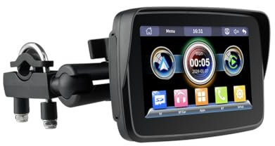 BEEOFICEPENG Pantalla impermeable para motocicleta con pantalla GPS de navegación portátil para coche Android Carplay inalámbrica para moto de 5 pulgadas