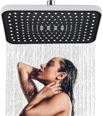 JINYOMFLY Regen-Duschköpfe 12 Zoll, Regenfall-Duschkopf, Regendusche Quadratischer Duschkopf, 360° Verstellbarer Regendusche Duschkopf, Selbstreinigende Duschbrause Regendusche (Silber 2)