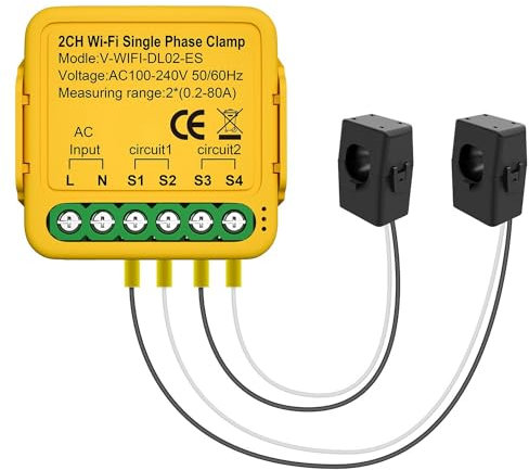 Jrifedptry Tuya WiFi 2CH Power Meter Monitor Automazione Notifiche Smart Life Telecomando