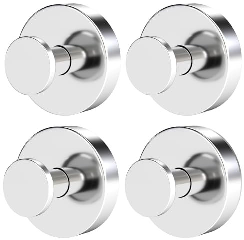 Suction Cup Hooks for Shower, Heavy Duty Towel Hooks for Walls No Damage, Modern Shower Suction Hooks for Kitchen Bathroom Wall, Glass, Mirror, Tile, Hanging Towels Robes, Chrome (4 Pack)