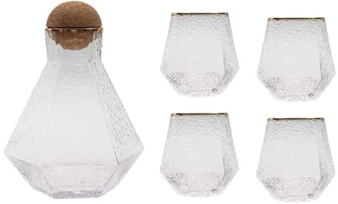 CFY652 Water Pitcher Nordic Creative Geometric Glass Water Pot Simple Heat Resistant Juice Milk Jug Cool Kettle Home Teapot Transparent Coffee Cup Water Jug