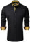 J.VER Men's Dress Shirts Long Sleeve Stretch Business Regular Fit Wedding Work Non Iron Button Down Tops M Black Gold