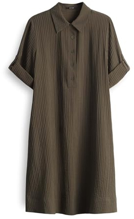 OPUS Damen Minikleid | Hemdblusenkleid WOMARA A-Linie mit feiner Rippstruktur Olive Leaf, 40