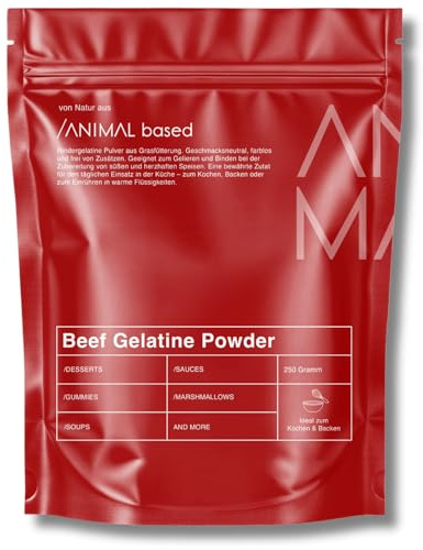 Gelatine Pulver von Weiderindern [250g] – Natürlich & rein – für Halal Süßigkeiten - Halal Gelatine – hoher Kollagen Anteil - Zuckerfrei, laktosefrei, geschmacksneutral – abgefüllt in Deutschland