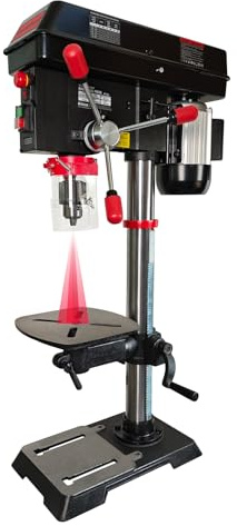 BUCKTOOL 305mm Tischbohrmaschine, 750W Säulenbohrmaschine, 440-2580 U/min | Laser, Bohrtiefenanschlag und neigbarer Arbeitstisch für präzise Bohrungen in Metall, Holz und Kunststoff