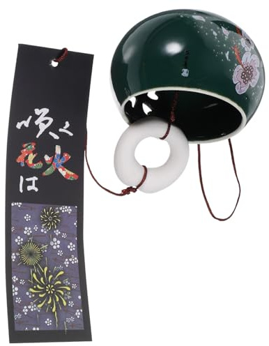 ZLBYGM Keramik-Windspiel im japanischen Stil mit Umhängeband, süßer Klang, Outdoor-Ornament für Gartentür, Fenster und Heimdekoration, hängendes Kunsthandwerk für entspannende Atmosphäre und