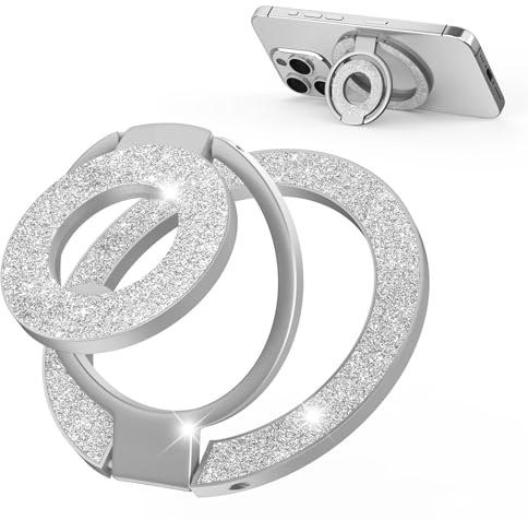 Magnetic Phone Grip Stand for MagSafe Ring Holder for iPhone 17 Pro Max 16 16Pro 16Plus 15 14 13 12, Dual Magnetic Finger Ring Kickstand for MagSafe Stand for Samsung Galaxy S25 S24 A17 5G A36 A55 A56