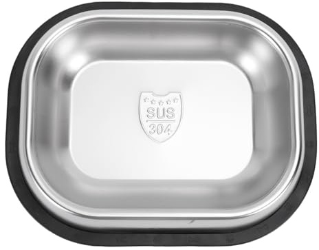 Asixxsix Gamelles rectangulaires en Acier Inoxydable pour Chiens et Chats, Anti-déversement, avec Base antidérapante. Gamelle Robuste en métal pour l'alimentation Quotidienne (Grande)