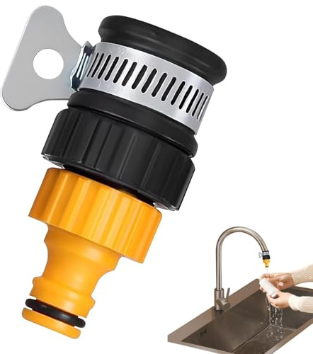 Adjustable Hose Connector for 12-16mm Taps - Stainless Steel Clamp and Leak-Proof Seal, Suitable for Mixer Taps, Garden Taps, and Kitchen Taps
