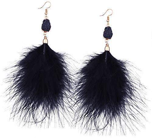 fdsmall Feder Ohrring für Frauen Feder Anhänger Tassel Hangle Drop Ohrring übertreiben Persönlichkeit Schmuck Frauen Ohrringe lange Ohrringe