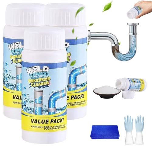 Vollstern Abflussreiniger Schaum Extra Stark, 110ML Kraftvoller Spülbecken- und Abflussreiniger, Schnelle Reinigung, Odorless Formula, für Küche,Bad Toilette,Abfluss Reinigen(3PCS)