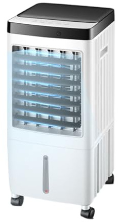 Kühlventilator, tragbare Klimaanlage-Lüfter, Wasserkühlung mit Universalrädern, 7-Stunden-Timer, 3 Windgeschwindigkeiten, 10L großer Wassertank für Wohnzimmer, Schlafzimmer und Büro
