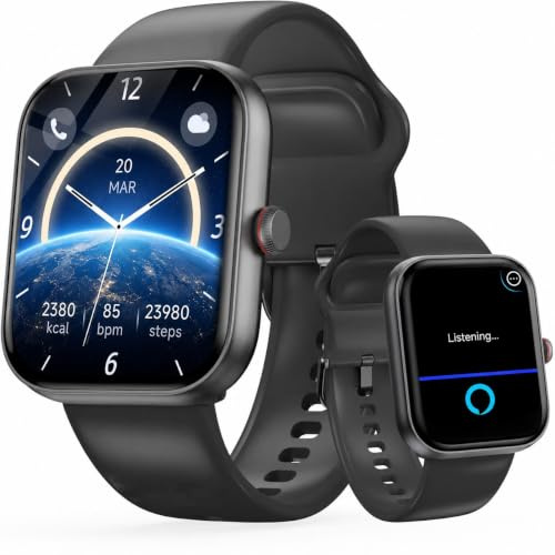uaue Smartwatch Herren Damen, 1,91 Smart Watch mit Alexa & Telefonfunktion | 30 Tage Akku, 108+ Sportmodi Fitnessuhr mit Herzfrequenz/Schlafmonitor, IP68 Wasserdicht Pulsuhr für Samsung/iOS/Android