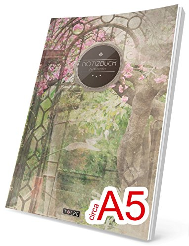 TULPE Punktraster Notizbuch: Ca. A5 „C088 Garten Eden“ (Vintage Softcover, Register, Punktpapier - Bullet Journal, Kalligraphie Übungsheft, Skizzenbuch, Gepunktete Seiten, Dotted Grid Journal)