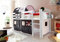 TiCAA Hochbett, Kinderbett Spielbett mit Treppe aus Kiefer Massivholz Bettgestell 90 x 200