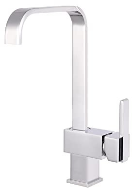 Nuie KC312 ǀ Modern Kitchen Single Lever Handle Side Action Sink Mixer Tap and Square Spout, 327mm x 127mm, Chrome