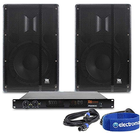 Electromarket 2x Power Dynamics 12 Passive DJ Speakers PA Disco Party Pro Digital Amp 800W