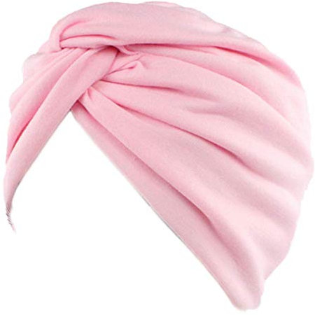 Ganves Donne Sonno Morbido Turbante Pre Legato Cotone India Chemo Cap Beanie Turbante Copricapo - rosa - Taglia unica