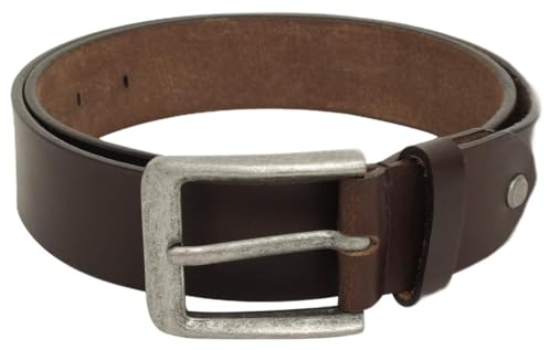 Gusti Gürtel Leder - Kara schlichter Ledergürtel mit silberner Schnalle Anzug Gürtel Herren Braun Leder (110)