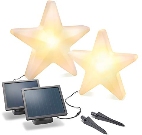 Esotec Solar 3D Weihnachtsstern, 2er-Set groß, winterfest, Leuchtstern, LED Stern outdoor, Außenstern, warmweiß kaltweiß umschaltbar, Weihnachtsdeko, Weihnachtsbeleuchtung, außen, ⌀55+39cm, 102119