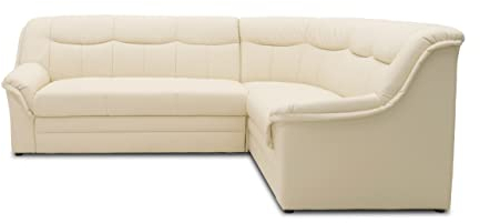 DOMO. collection Ecksofa Berlin, zeitlose Leder-Eckcouch mit Schlaffunktion und Federkern-Polsterung, Sofa in L-Form aus Kunstlederm Couch 205 x 250 x 89 cm, beige (creme)