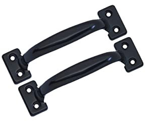 QCAA Door Pull, 5-3/4, Steel, Black Coated, 2 Pack, Made in Taiwan